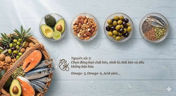 Ưu tiên chất béo không bão hòa để duy trì mức cholesterol ổn định.