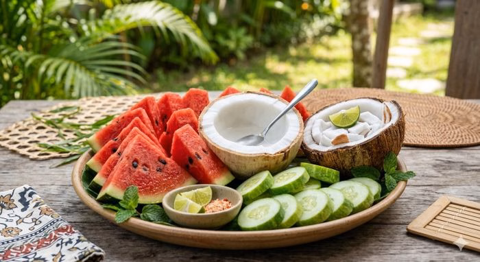 Dưa chuột và các loại quả mọng nước là lựa chọn tuyệt vời để ngăn ngừa mất nước và cung cấp kali cho cơ thể trong những ngày nắng nóng.